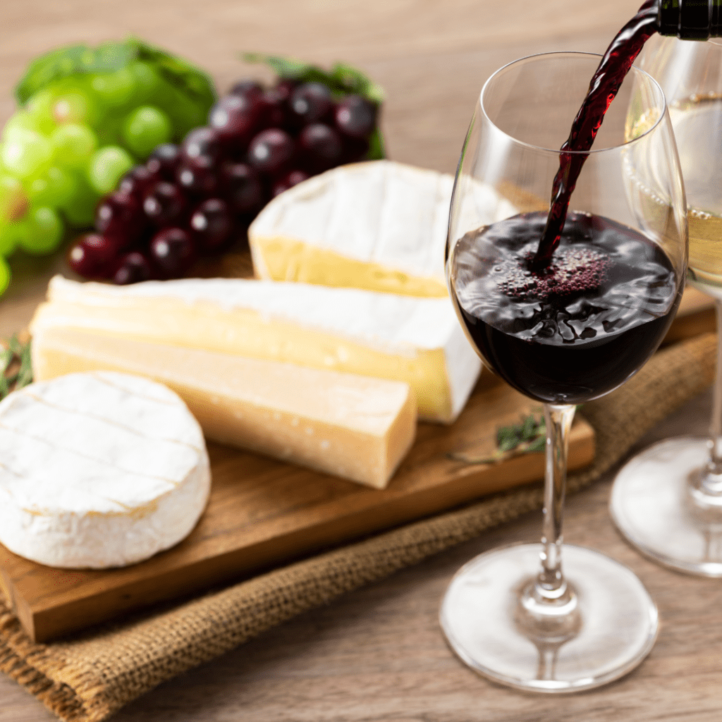 18 Creative Indoor Fundraising Ideas: Cheese and wine on a table