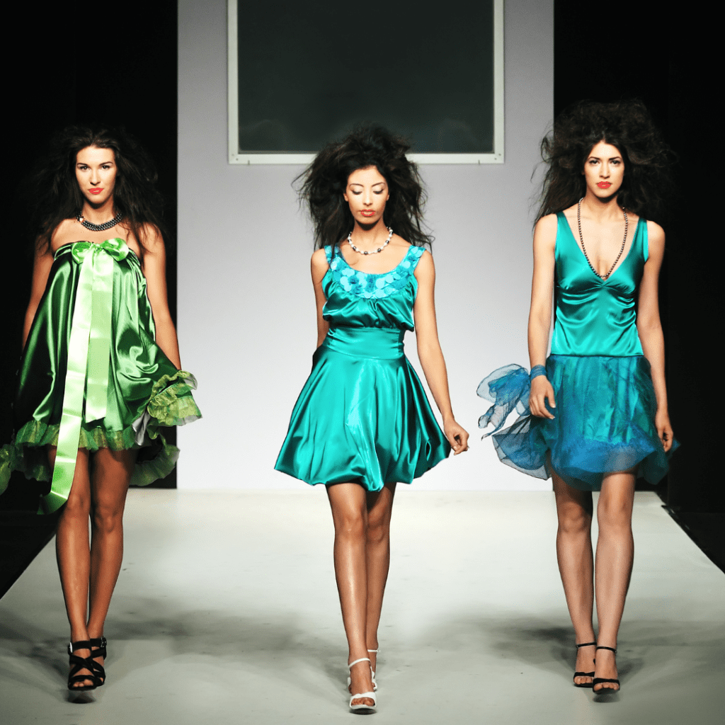 18 Creative Indoor Fundraising Ideas: fashion show, 3 models on the catwalk