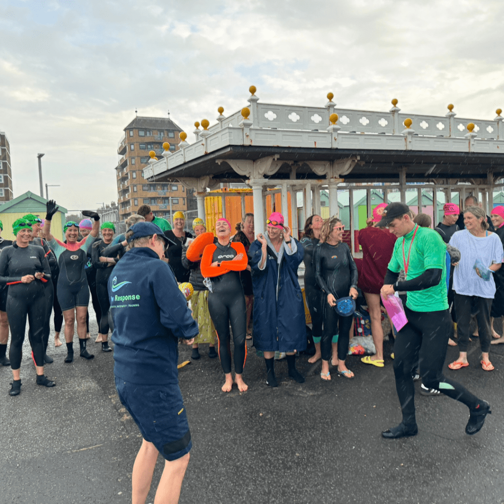 5 km sea swim - shows safety briefing at the beginning of the swim