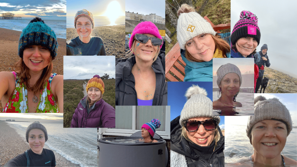 Multiple ladies in bobble hats - keeping cosy/keeping warm is the blog theme